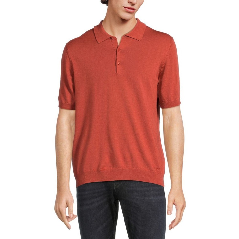 Hugo Boss Lancione Wool Sweater Polo - San Peppinio Rust Color Size Medium NWT